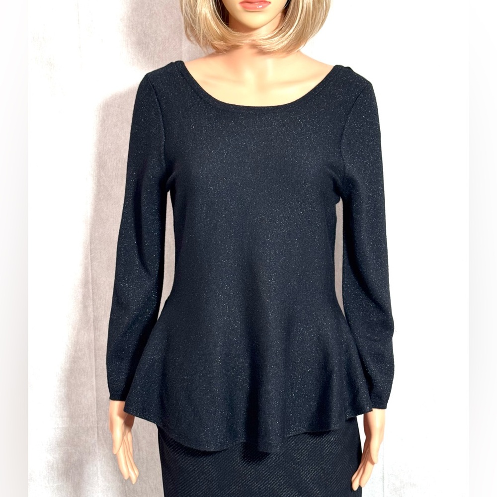 NWT - Philosophy Black Metallic Cashmere Blouse with Long Sleeves